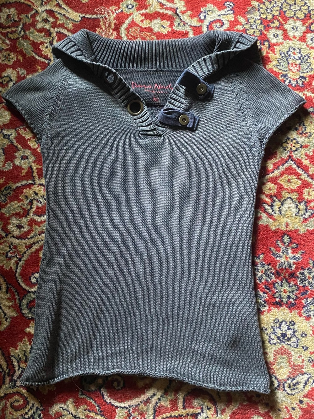 Para Nadia vintage Gray Short-Sleeve Polo V-neck short sleeve Sweater size M